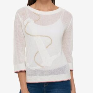 NWT - Tommy Hilfiger Sail Away Anchor Open Knit Top in White Size Large